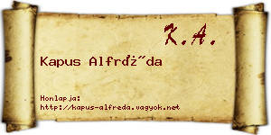 Kapus Alfréda névjegykártya